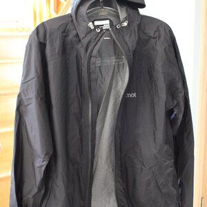 MARMOT Men Windbreaker Black MMM Zip Up High & Low Hood Zip Pockets